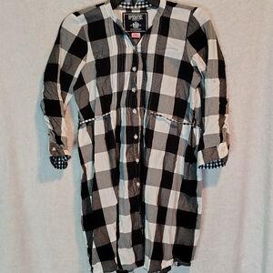 PINK Victoria's Secret Black and White Checkered Button-Down Shirt